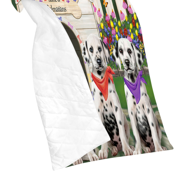 Spring Dog House Dalmatian Dogs Quilt