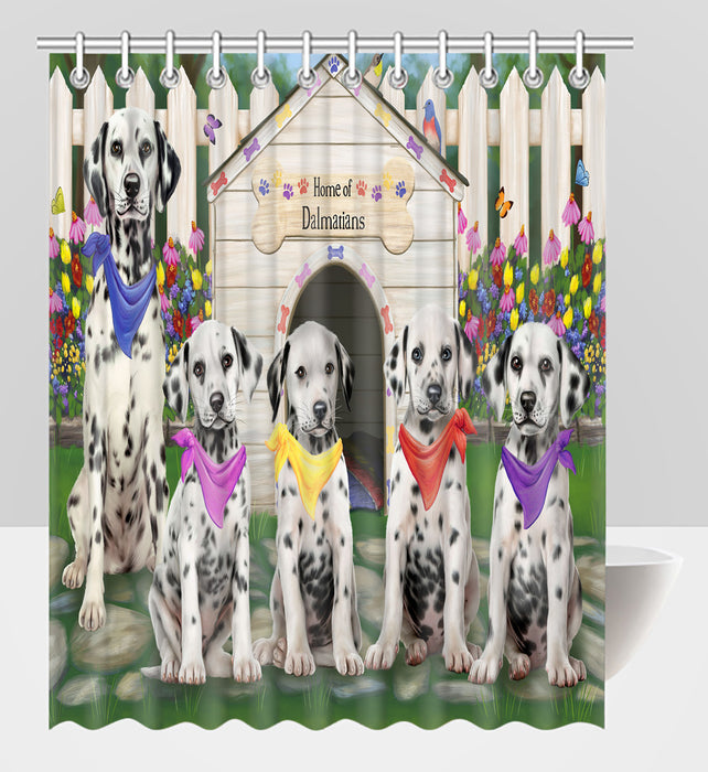 Spring Dog House Dalmatian Dogs Shower Curtain