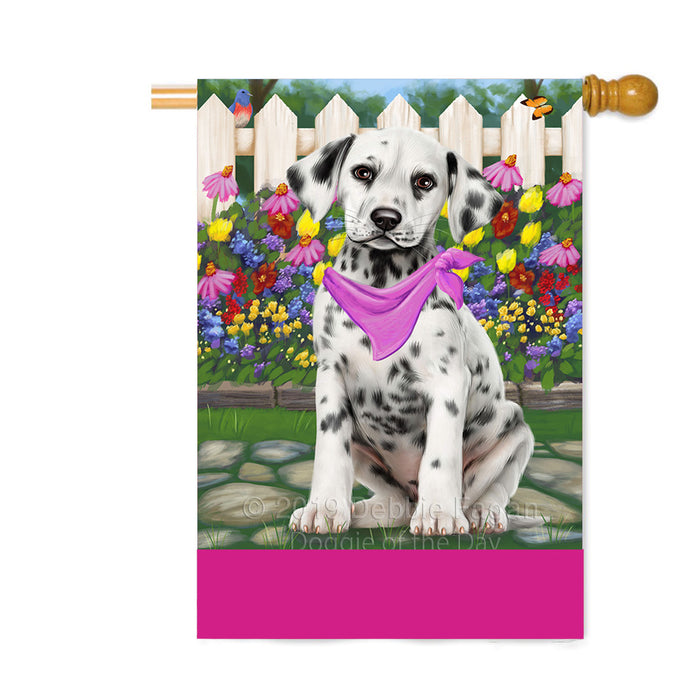 Personalized Spring Floral Dalmatian Dog Custom House Flag FLG-DOTD-A62907