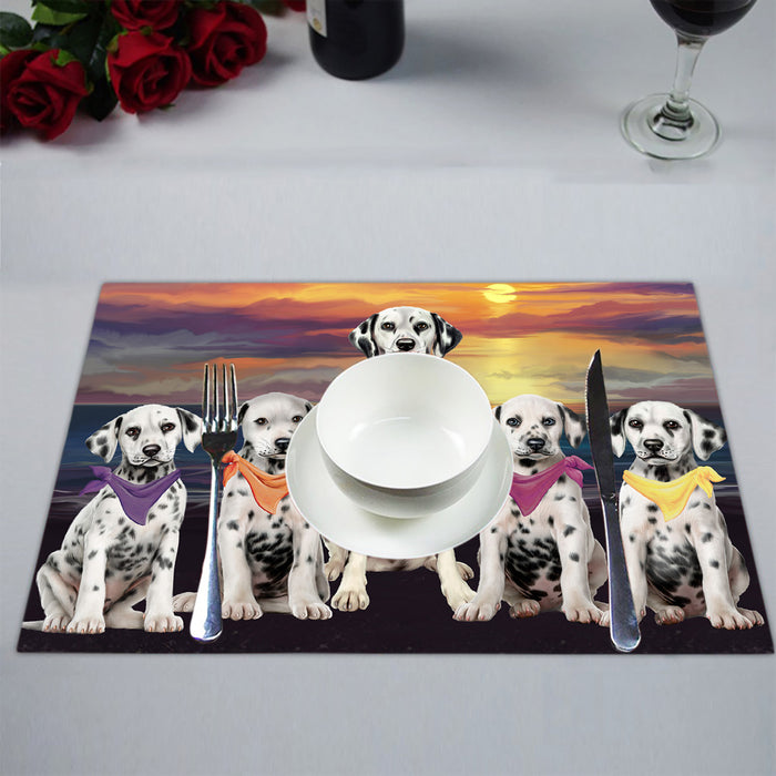 Family Sunset Portrait Dalmatian Dogs Placemat