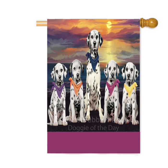 Personalized Family Sunset Portrait Dalmatian Dogs Custom House Flag FLG-DOTD-A60653
