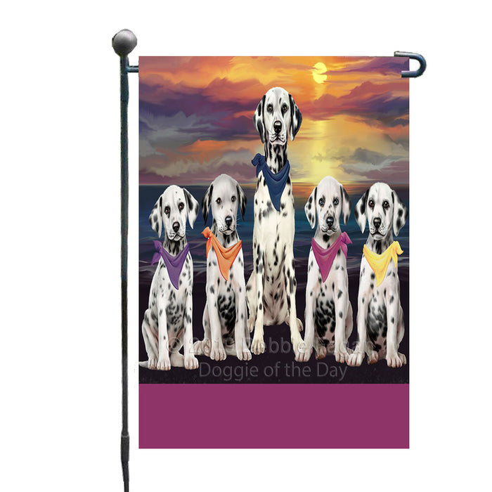Personalized Family Sunset Portrait Dalmatian Dogs Custom Garden Flags GFLG-DOTD-A60597