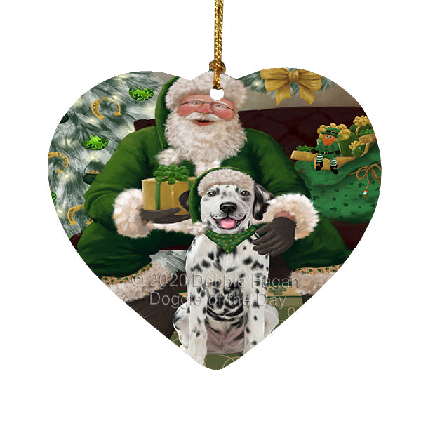 Christmas Irish Santa with Gift and Dachshund Dog Heart Christmas Ornament RFPOR58261