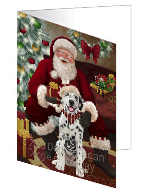 Santa's Christmas Surprise Dalmatian Dog Handmade Artwork Assorted Pets Greeting Cards and Note Cards with Envelopes for All Occasions and Holiday Seasons