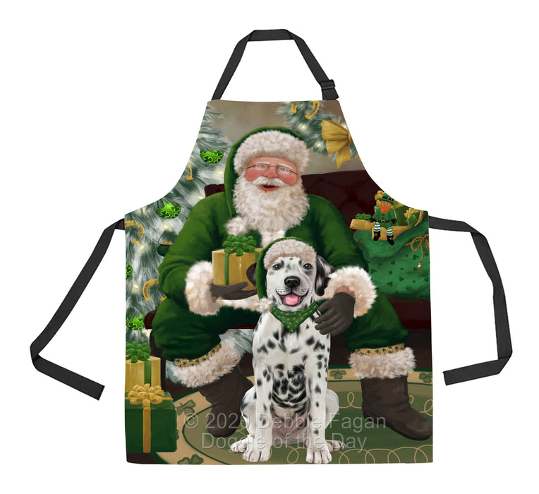 Christmas Irish Santa with Gift and Dalmatian Dog Apron Apron-48296