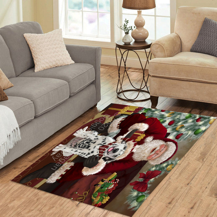 Santa's Christmas Surprise Dalmatian Dog Polyester Living Room Carpet Area Rug ARUG67482