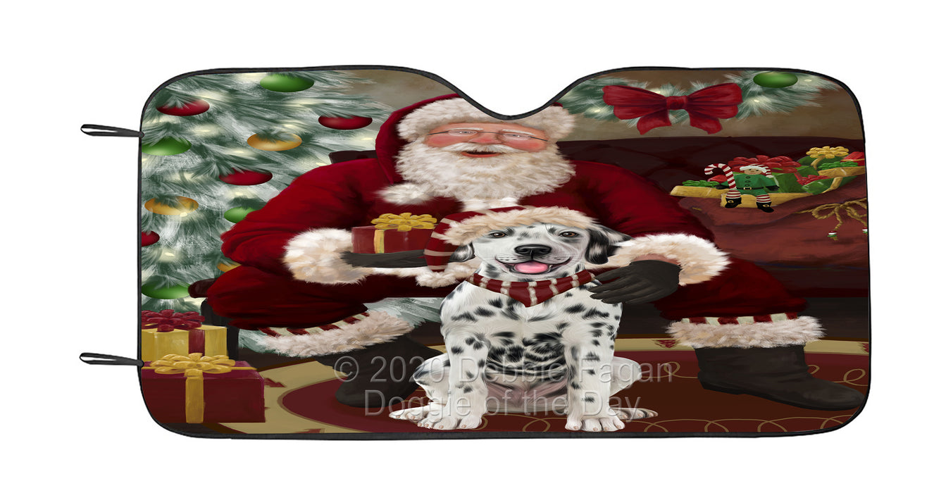 Santa's Christmas Surprise Dalmatian Dog Car Sun Shade Cover Curtain
