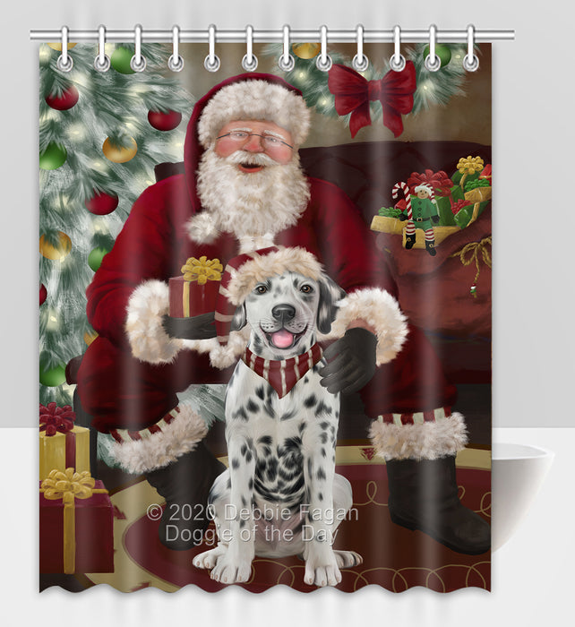 Santa's Christmas Surprise Dalmatian Dog Shower Curtain Bathroom Accessories Decor Bath Tub Screens SC228