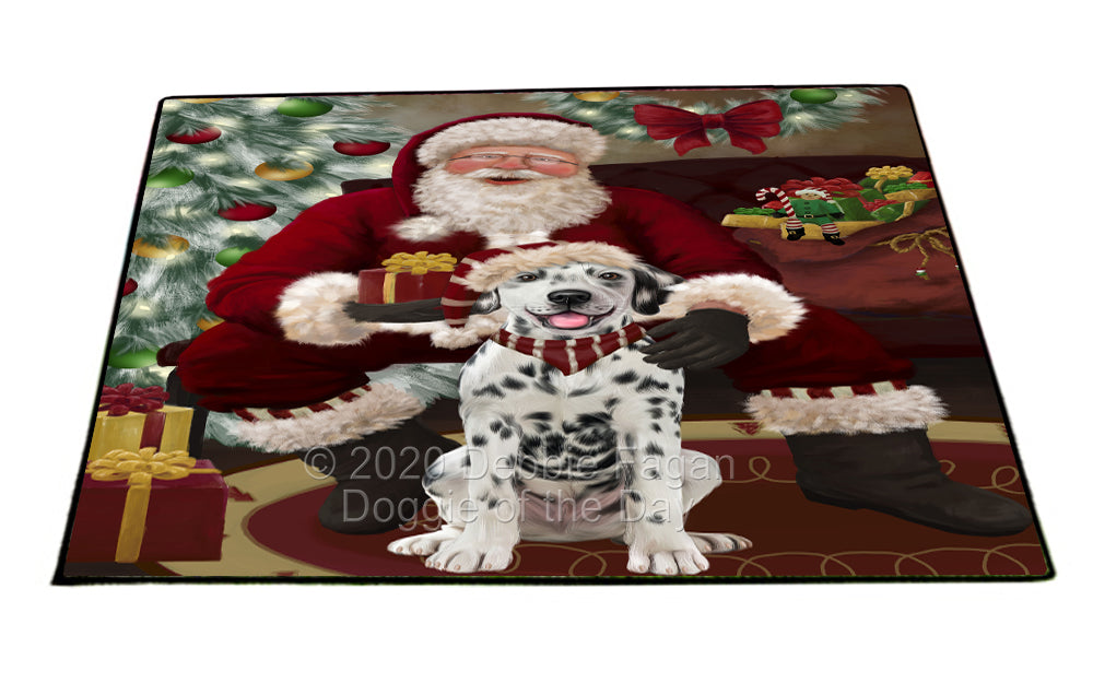Santa's Christmas Surprise Dalmatian Dog Indoor/Outdoor Welcome Floormat - Premium Quality Washable Anti-Slip Doormat Rug FLMS57427