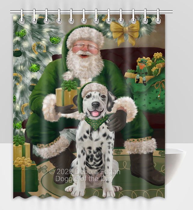 Christmas Irish Santa with Gift and Dalmatian Dog Shower Curtain Bathroom Accessories Decor Bath Tub Screens SC130