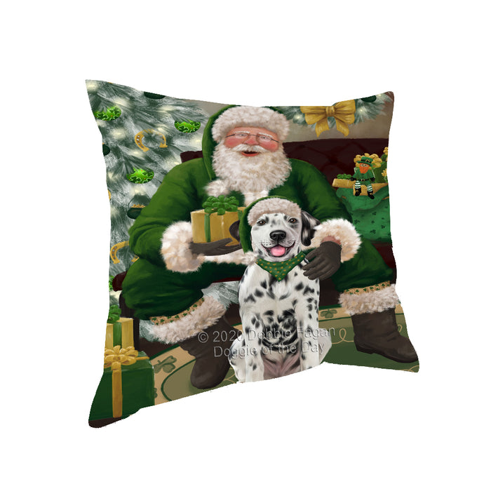 Christmas Irish Santa with Gift and Dachshund Dog Pillow PIL86760