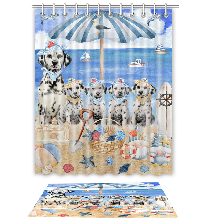 Dalmatian Shower Curtain & Bath Mat Set - Explore a Variety of Personalized Designs - Custom Rug and Curtains with hooks for Bathroom Decor - Pet and Dog Lovers Gift