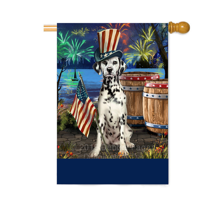 Personalized 4th of July Firework Dalmatian Dog Custom House Flag FLG-DOTD-A57961