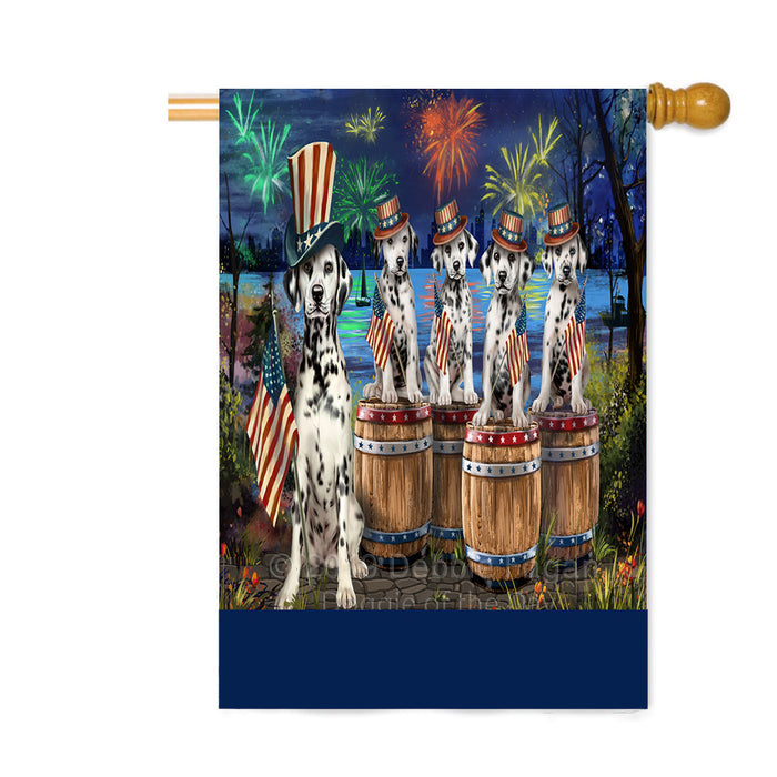 Personalized 4th of July Firework Dalmatian Dogs Custom House Flag FLG-DOTD-A57962