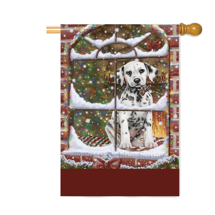 Personalized Please Come Home For Christmas Dalmatian Dog Sitting In Window Custom House Flag FLG-DOTD-A60215