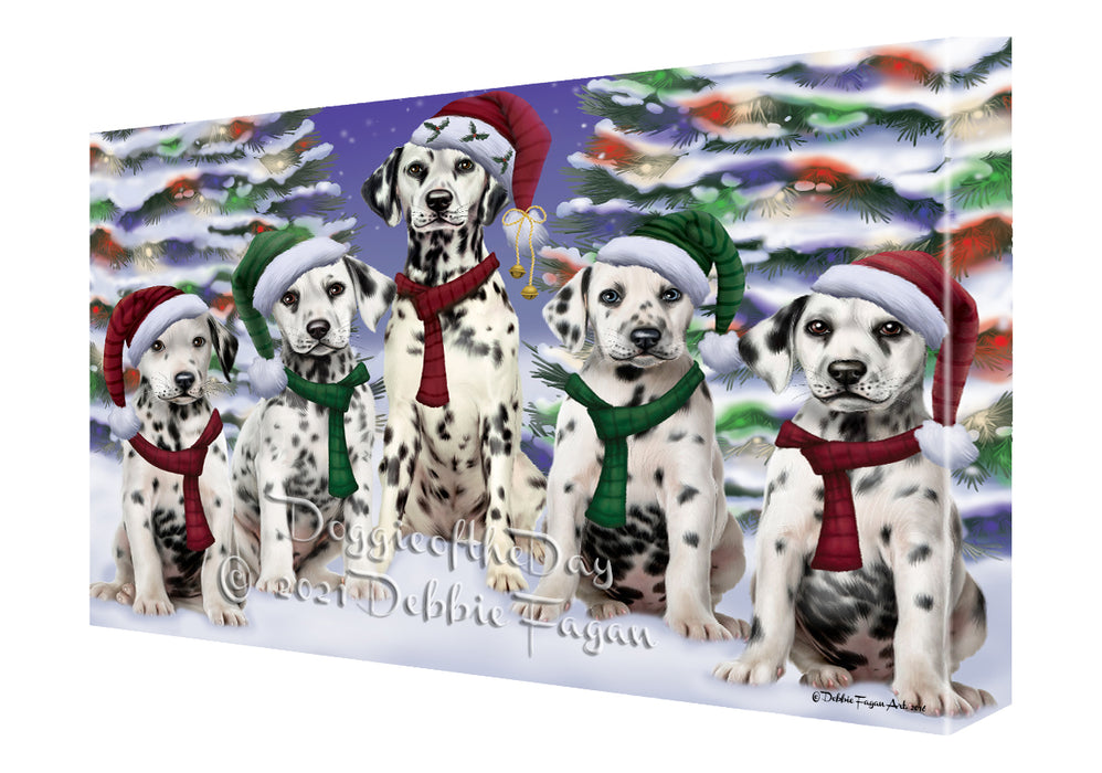 Christmas Family Portrait Dalmatian Dog Canvas Wall Art - Premium Quality Ready to Hang Room Decor Wall Art Canvas - Unique Animal Printed Digital Painting for Decoration
