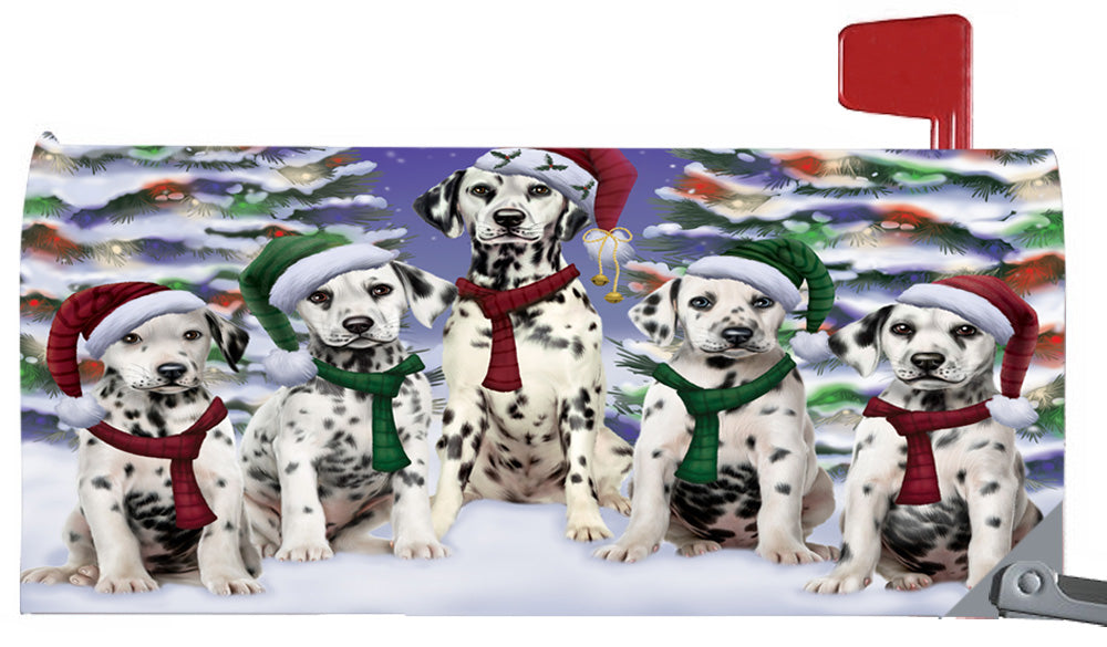 Magnetic Mailbox Cover Dalmatians Dog Christmas Family Portrait in Holiday Scenic Background MBC48221