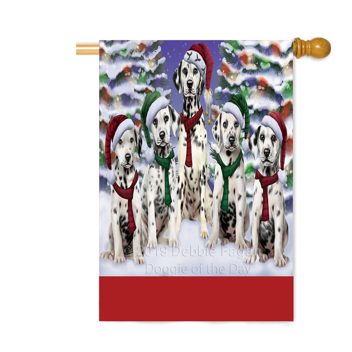Personalized Christmas Happy Holidays Dalmatian Dogs Family Portraits Custom House Flag FLG-DOTD-A59171