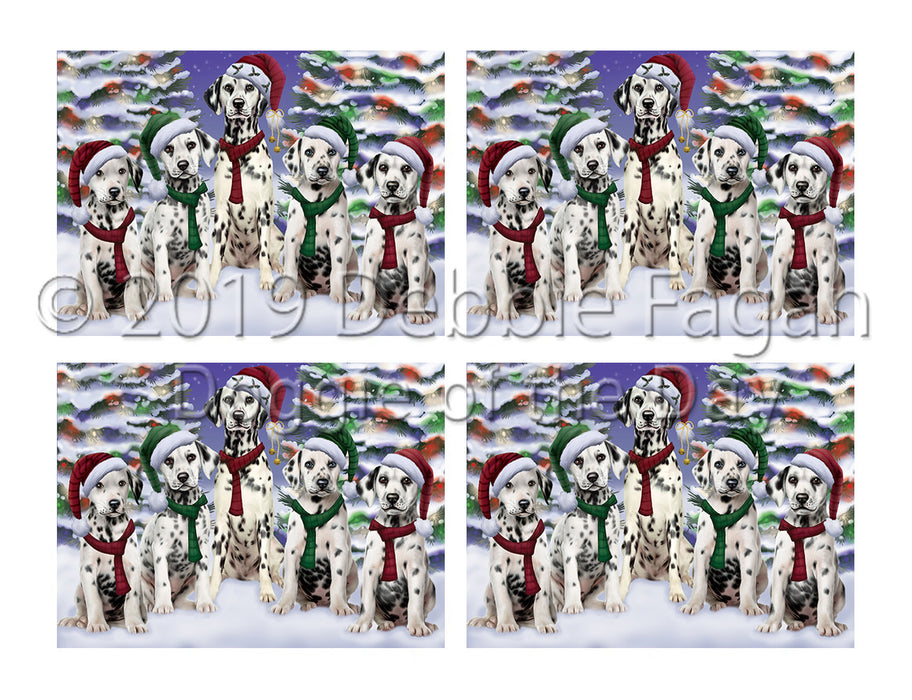 Dalmatian Dogs Christmas Family Portrait in Holiday Scenic Background Placemat
