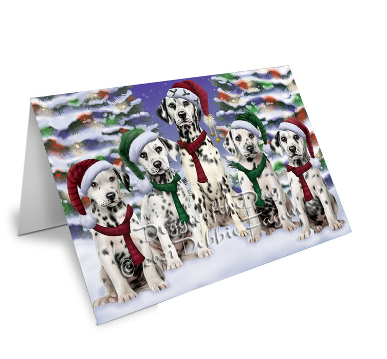Christmas Family Portrait Dalmatian Dog Handmade Artwork Assorted Pets Greeting Cards and Note Cards with Envelopes for All Occasions and Holiday Seasons