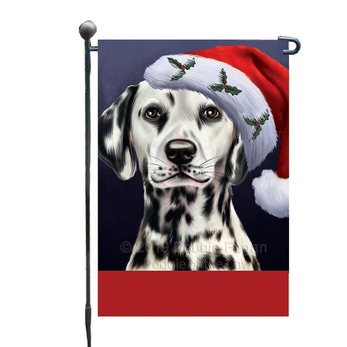 Personalized Christmas Holidays Dalmatian Dog Wearing Santa Hat Portrait Head Custom Garden Flags GFLG-DOTD-A59825