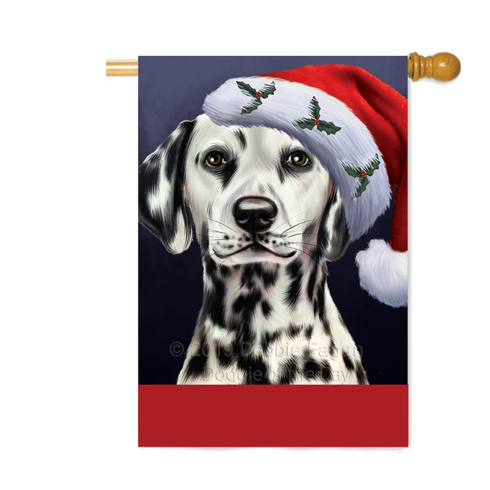Personalized Christmas Holidays Dalmatian Dog Wearing Santa Hat Portrait Head Custom House Flag FLG-DOTD-A59881