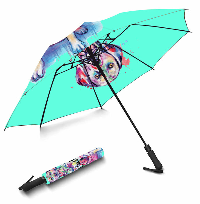 Custom Pet Name Personalized Watercolor Dalmatian DogSemi-Automatic Foldable Umbrella