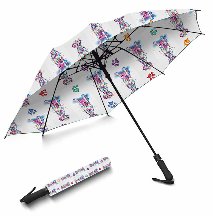 Watercolor Mini Dalmatian DogsSemi-Automatic Foldable Umbrella