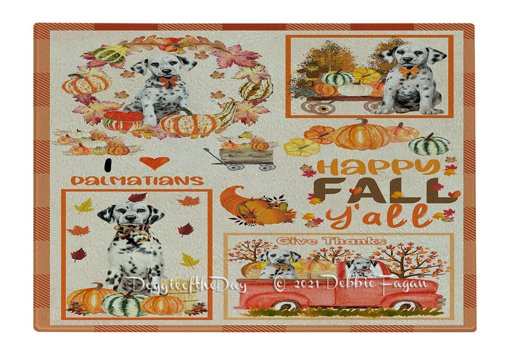 Happy Fall Y'all Pumpkin Dalmatian Dogs Cutting Board - Easy Grip Non-Slip Dishwasher Safe Chopping Board Vegetables C79870