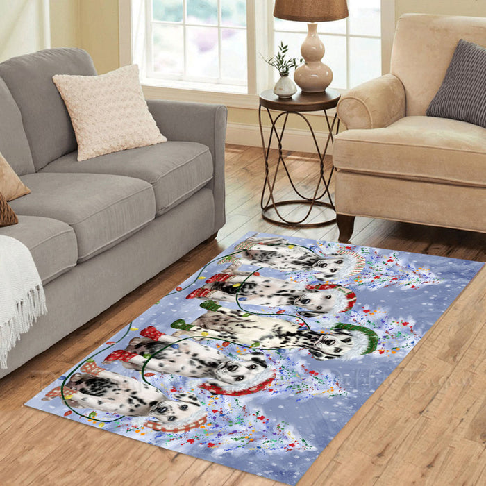 Christmas Lights and Dalmatian Dogs Area Rug - Ultra Soft Cute Pet Printed Unique Style Floor Living Room Carpet Decorative Rug for Indoor Gift for Pet Lovers