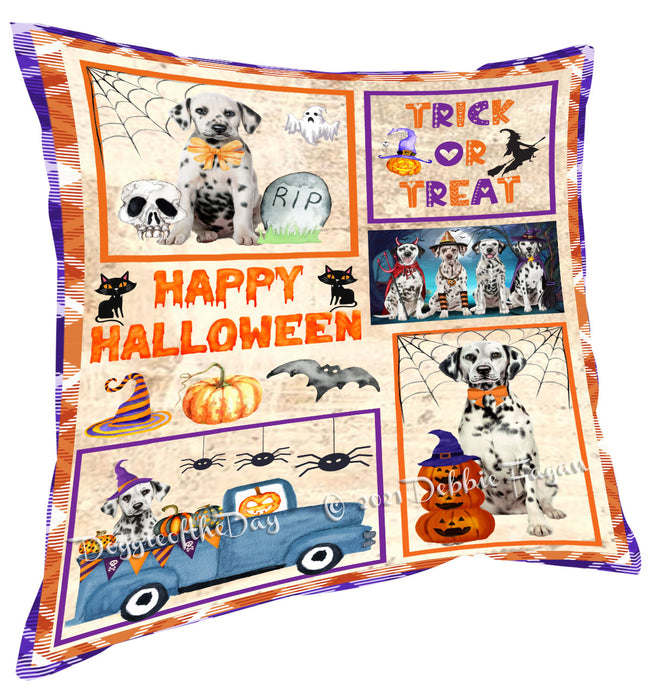 Happy Halloween Trick or Treat Dalmatian Dogs Pillow with Top Quality High-Resolution Images - Ultra Soft Pet Pillows for Sleeping - Reversible & Comfort - Ideal Gift for Dog Lover - Cushion for Sofa Couch Bed - 100% Polyester