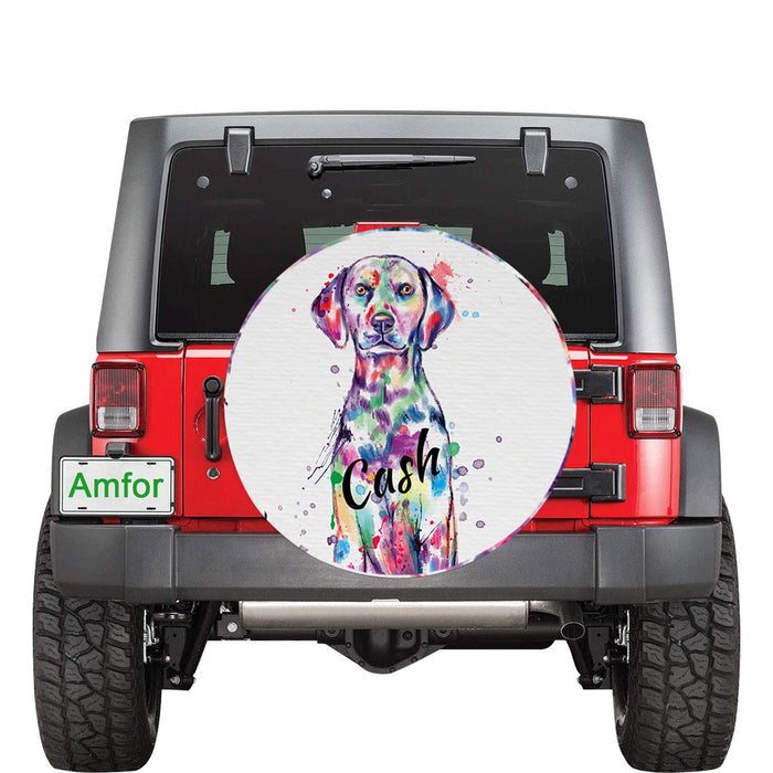 Custom Pet Name Personalized Watercolor Dalmatian Dog Car Tire Cover