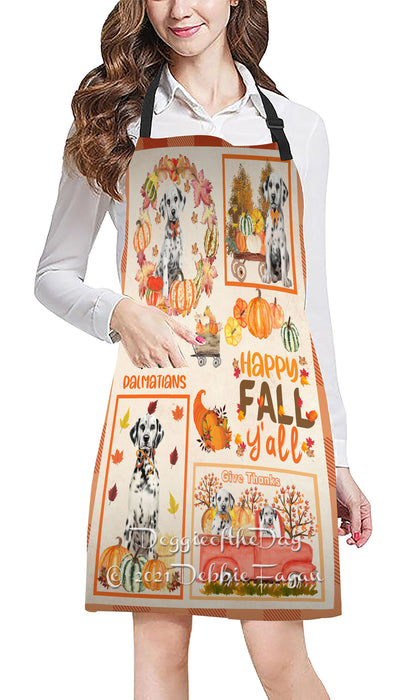 Happy Fall Y'all Pumpkin Dalmatian Dogs Cooking Kitchen Adjustable Apron Apron49207