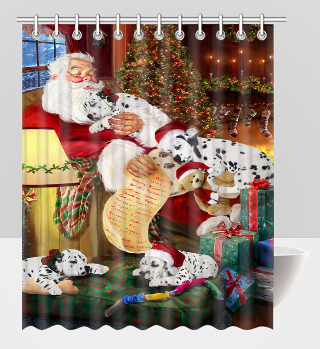 Santa Sleeping with Dalmatian Dogs Shower Curtain