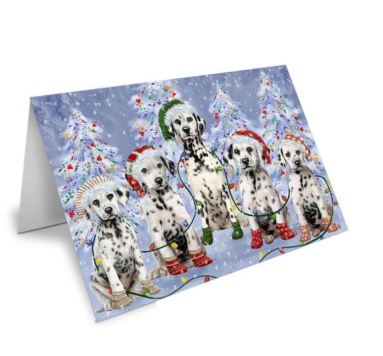 Christmas Lights and Dalmatian Dogs Handmade Artwork Assorted Pets Greeting Cards and Note Cards with Envelopes for All Occasions and Holiday Seasons