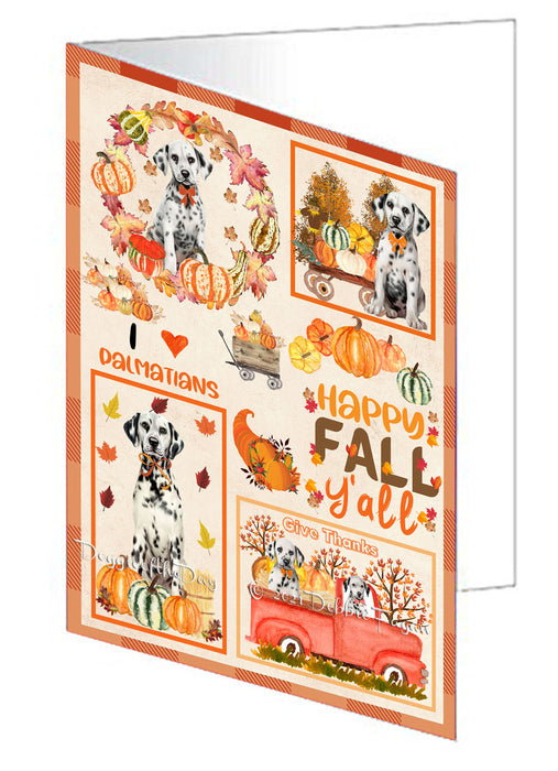 Happy Fall Y'all Pumpkin Dalmatian Dogs Handmade Artwork Assorted Pets Greeting Cards and Note Cards with Envelopes for All Occasions and Holiday Seasons GCD76994