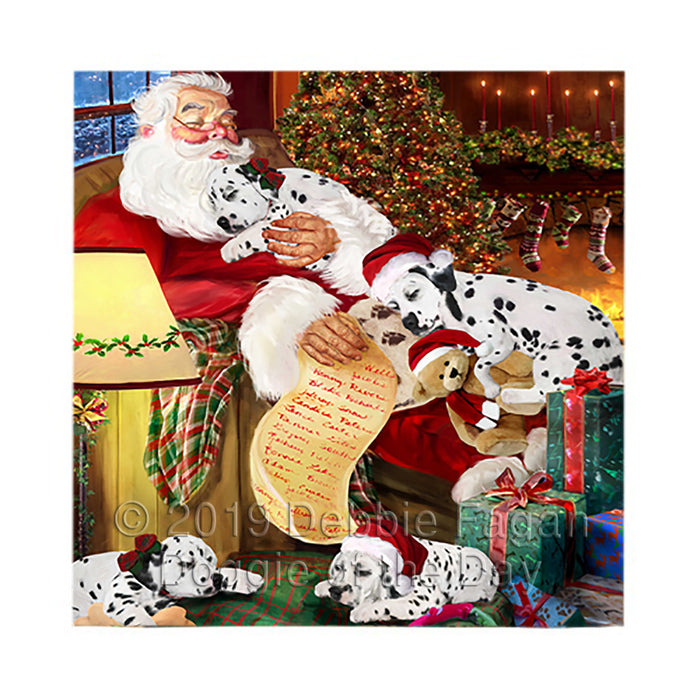 Santa Sleeping with Dalmatian Dogs Square Towel 