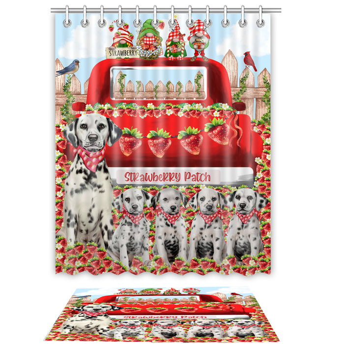 Dalmatian Shower Curtain & Bath Mat Set - Explore a Variety of Personalized Designs - Custom Rug and Curtains with hooks for Bathroom Decor - Pet and Dog Lovers Gift