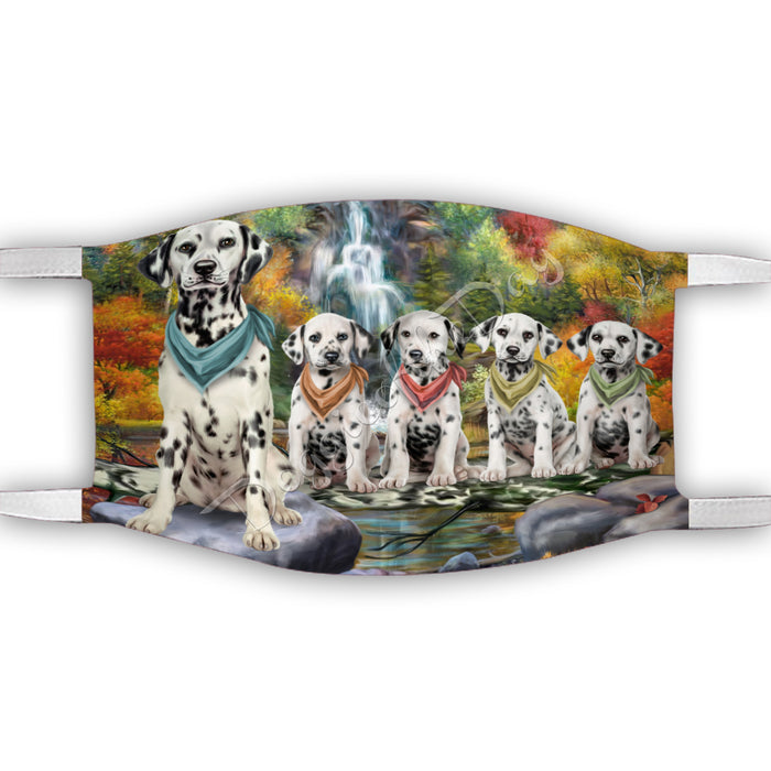 Scenic Waterfall Dalmatian Dogs Face Mask FM49297