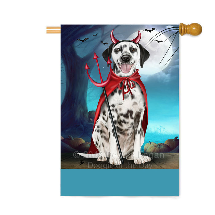 Personalized Happy Halloween Trick or Treat Dalmatian Dog Devil Custom House Flag FLG64150