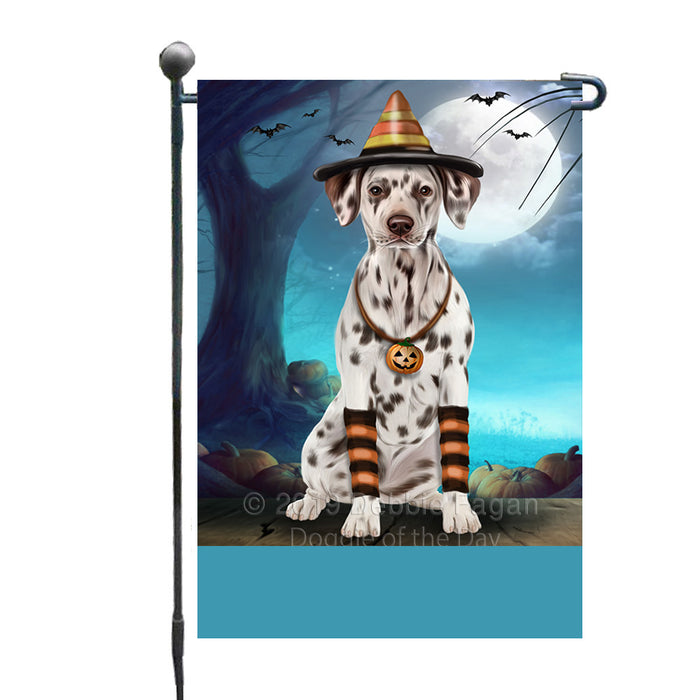Personalized Happy Halloween Trick or Treat Dalmatian Dog Candy Corn Custom Garden Flag GFLG64404