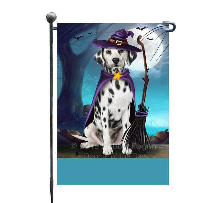 Personalized Happy Halloween Trick or Treat Dalmatian Dog Witch Custom Garden Flag GFLG64569