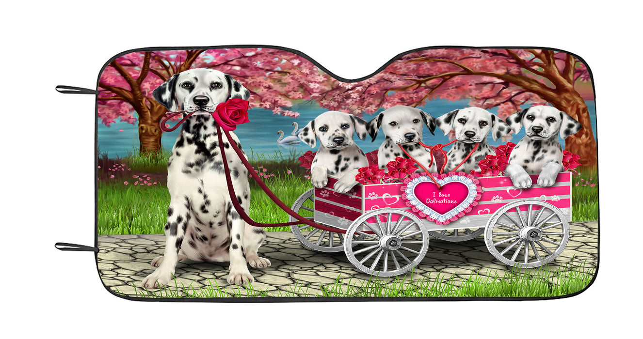 I Love Dalmatian Dogs in a Cart Car Sun Shade