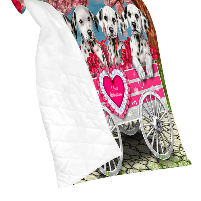 I Love Dalmatian Dogs in a Cart Quilt
