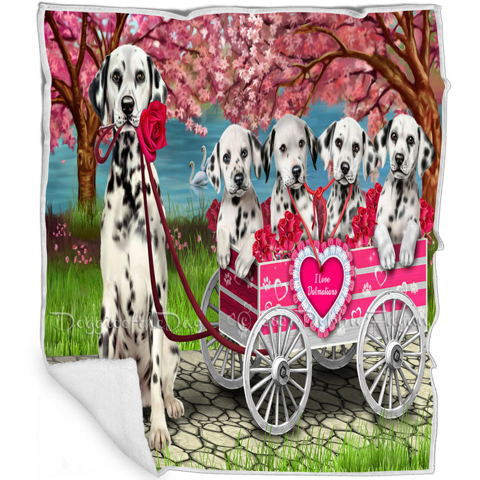 I Love Dalmatians Dog in a Cart Blanket BLNKT49296