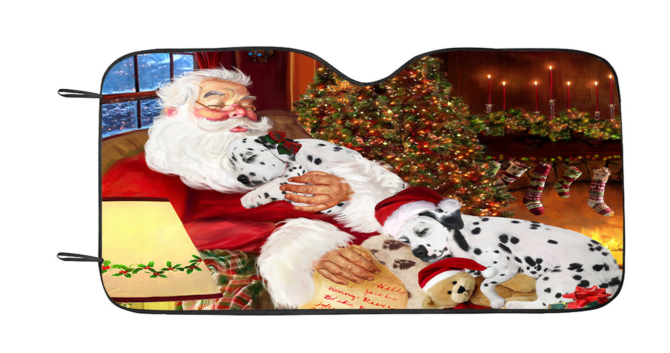 Santa Sleeping with Dalmatian Dogs Car Sun Shade