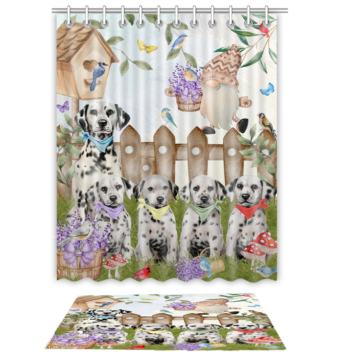 Dalmatian Shower Curtain with Bath Mat Combo: Curtains with hooks and Rug Set Bathroom Decor, Custom, Explore a Variety of Designs, Personalized, Pet Gift for Dog Lovers
