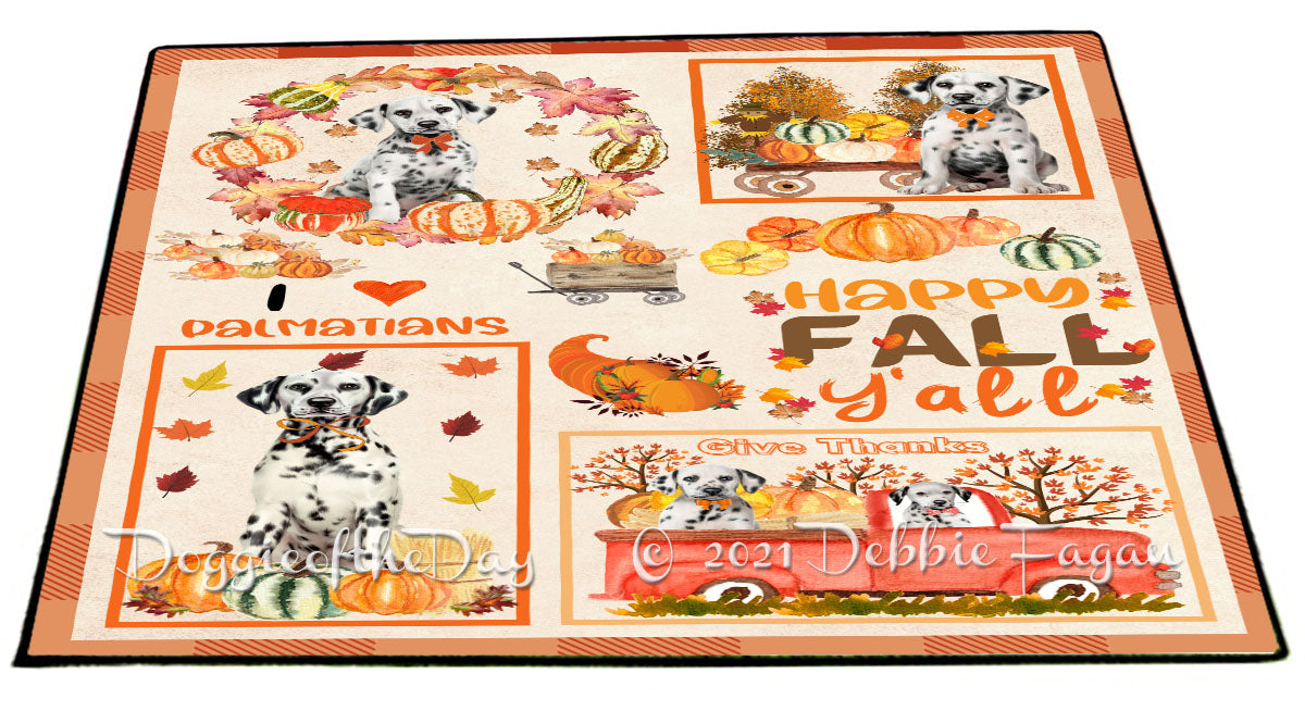 Happy Fall Y'all Pumpkin Dalmatian Dogs Indoor/Outdoor Welcome Floormat - Premium Quality Washable Anti-Slip Doormat Rug FLMS58621