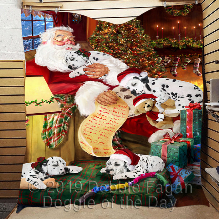 Santa Sleeping with Dalmatian Dogs Quilt