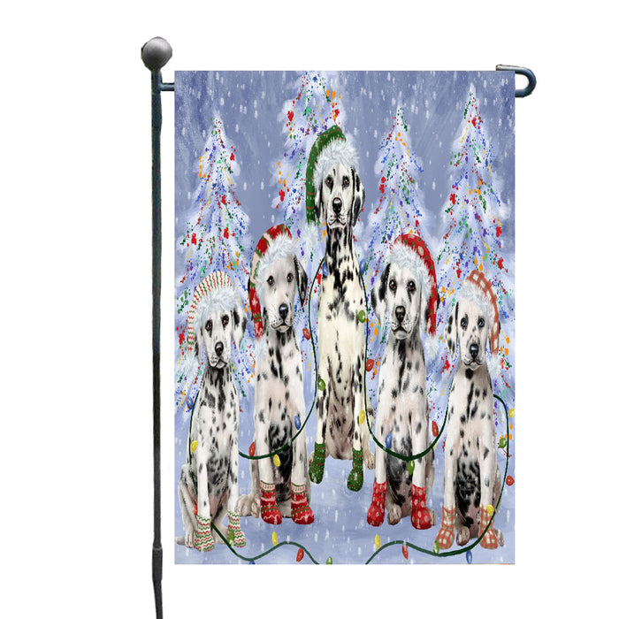 Christmas Lights and Dalmatian Dogs Garden Flags- Outdoor Double Sided Garden Yard Porch Lawn Spring Decorative Vertical Home Flags 12 1/2"w x 18"h